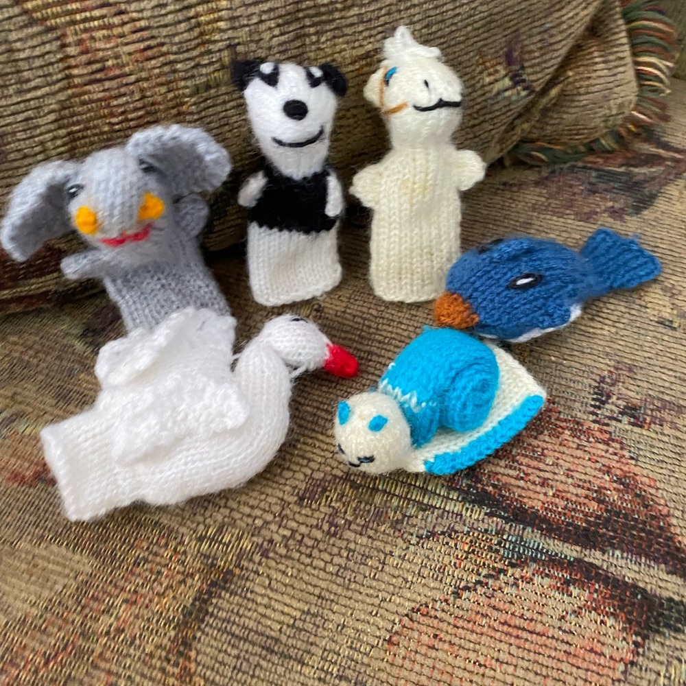 Set of 6 Knitted Yarn Finger Puppets